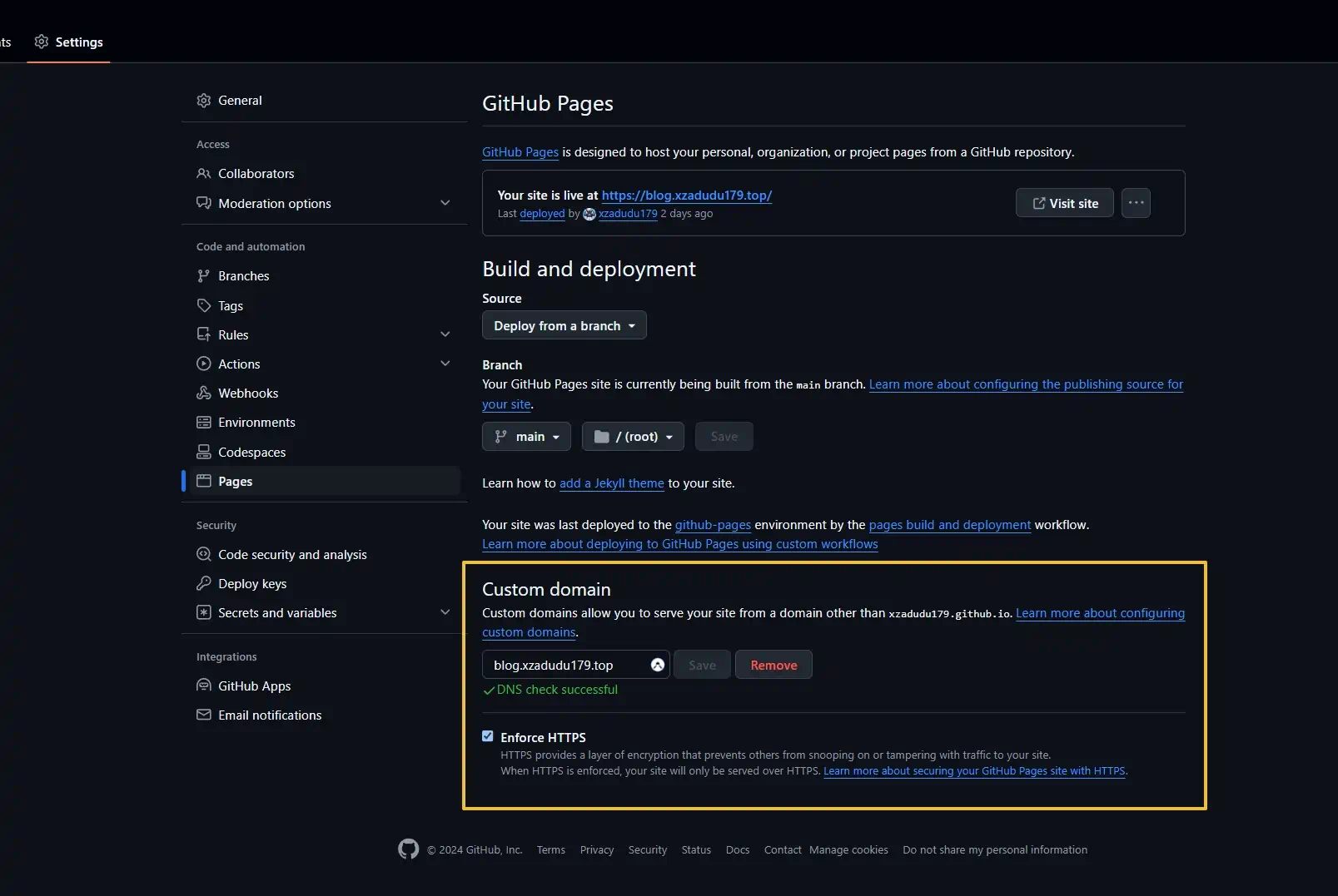 修改自定义域名
